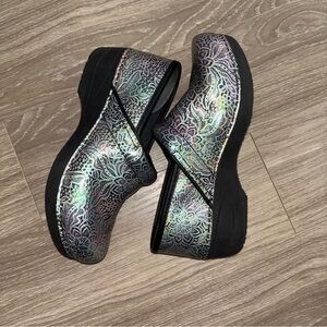 Dansko Women's Iridescent Black Mules